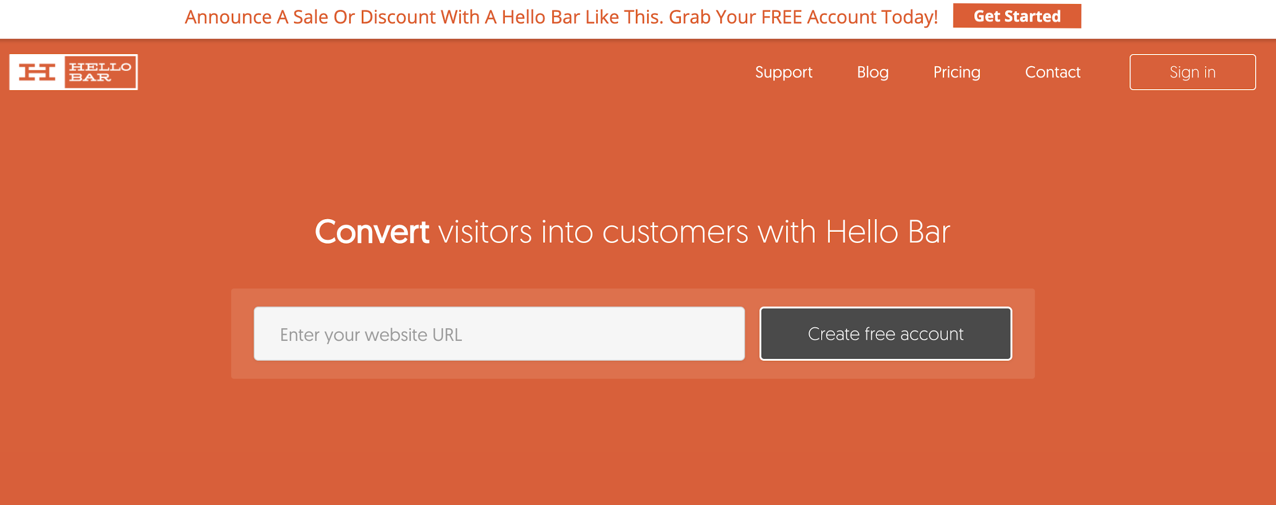 HelloBar como exemplo de ferramenta de email marketing