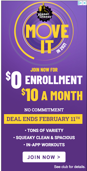 planet fitness successful banner advertising example